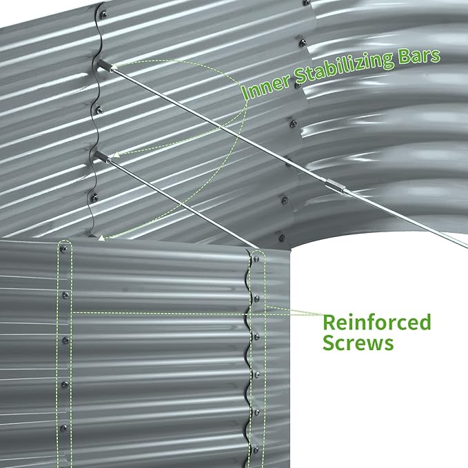 Land Guard 24“ Tall 4×2ft Galvanized Raised Garden Bed Kit, Galvanized Planter Garden Boxes Outdoor, Oval Large Metal Raised Garden Bed for Vegetables(Modern Gray, 4×2×2ft)