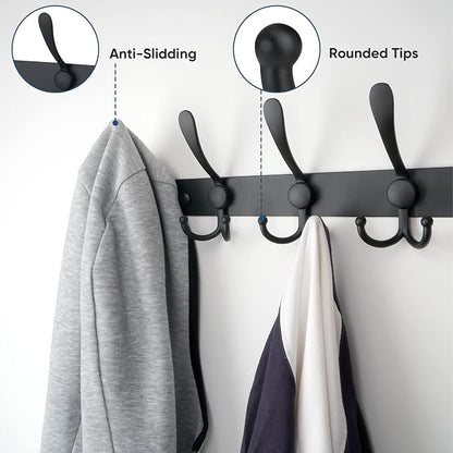 TICONN Wall Mounted Coat Rack, Five Heavy Duty Tri Hooks All Metal Construction - Image 4