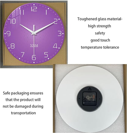 XNM Large Wall Clock for Girls Room 16 Inch Purple Clock Battery Operated Glass - Image 6