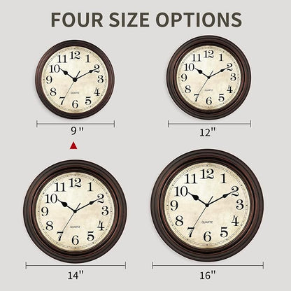 Wall Clock, 9 Inch Silent Non Ticking Classic Battery Operated Clocks, - Image 2