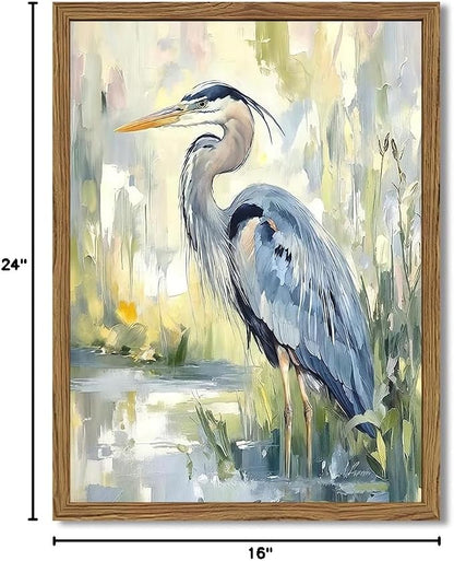 Framed Blue Heron Wall Art, Watercolor Sea Bird Pictures Wall Decor, Coastal - Image 10