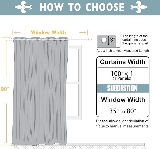 ChrisDowa Room Divider Curtain 90 Inches Long, Wide Blackout Sliding Door - Image 5
