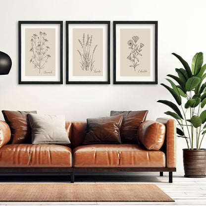 YWJKWLGS Vintage Botanical Wall Art 11x16 Inch Set Of 3 Wooded Framed - Image 5