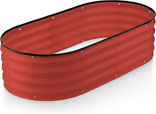 Galvanized Raised Garden Beds Outdoor // 4×2×1 ft Planter Raised Beds for Gardening, Vegetables, Flowers // Large Metal Garden Box (Red) // Patented Tool-Free Design