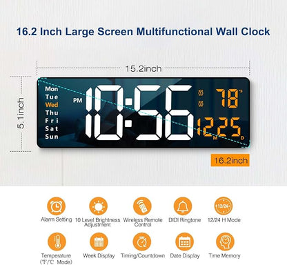 Digital Wall Clock Large Display, Auto Brightness Dimmer Reloj De Pared - Image 3