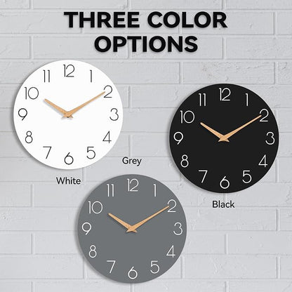 cicininc Wall Clock, 10 Inch Wooden Silent Non-Ticking, Decorative Battery - Image 2