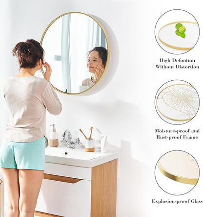NEWBULIG Round Bathroom Mirror for Over Sink, 30 Inch Wall Mount Vanity Circle - Image 3