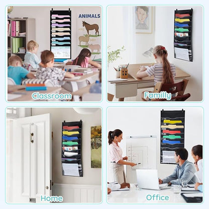 ALSLEA 8 Pockets Hanging Wall File Organizer 15" Extra Wide Pocket Chart - Image 5