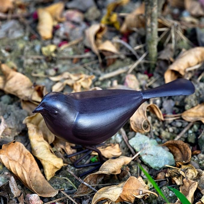 Decorative Small Nostalgia Style Cute Bird Art Iron Sculpture Figurine Home & Office & Garden Decoration, Rust/Brown (American Robin)