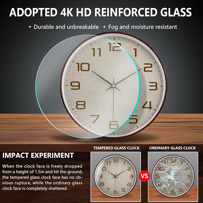 Woodgrain Wall Clock, Silent Non-Ticking Wall Clocks Battery Operated 8 Inch - Image 5