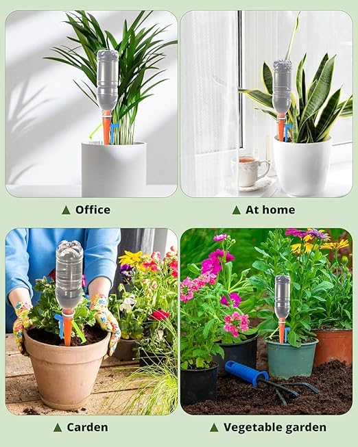 New Self Watering Spikes, Automatic Watering System with Slow Release Control Valve Switch, Ideal for Outdoor Plants, Garden, Travel and Busy People(12, Orange+Green)