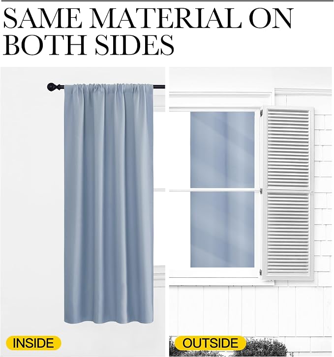 NICETOWN Blackout Curtains for Bedroom, Vintage Blue, 1 Pair, 70 by 63-inch - Image 5