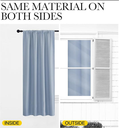 NICETOWN Window Curtains for Bedroom, Vintage Blue, 2 Panels, W42 x L48 -Inch - Image 5