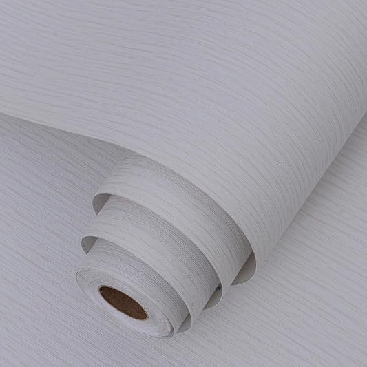 Grasscloth Peel and Stick Wallpaper 20.8"x394" Light Gray Thick Fabric Textured - Image 2