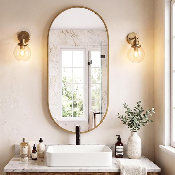 DUMOS 24" x 48" Oval Bathroom Mirror, Tempered Glass, Morden Vanity Mirror - Image 7