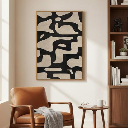 Framed Neutral Abstract Wall Art, Large Modern Canvas Prints Paintings Artwork by Cuspin