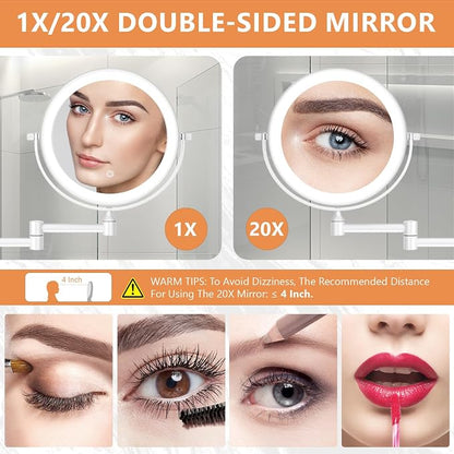 Auxmir 8'' Wall Mounted Lighted Makeup Mirror, 3200mAh Rechargeable - Image 4
