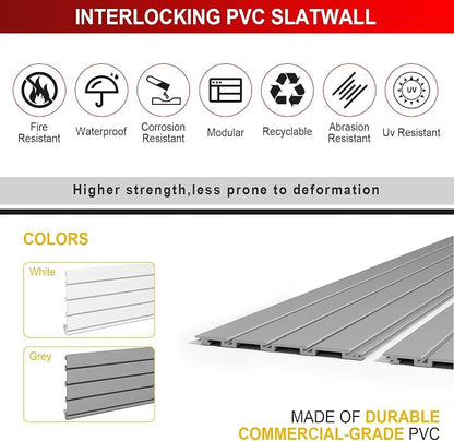 4 x 8 FT Slatwall Panel Garage Wall Organizer, Heavy Duty Slat Wall Paneling - Image 4