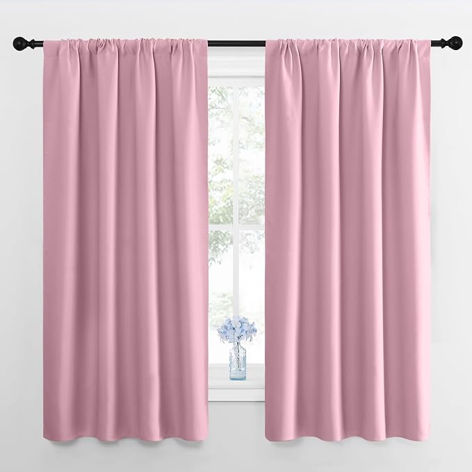NICETOWN Window Curtains for Bedroom, Rouge Pink, 2 Panels, W42 x L48 -Inch by NICETOWN