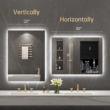 LOVESPEJO 22"x30" Backlit Mirror Bathroom, Lighted Bathroom Mirror - Image 8