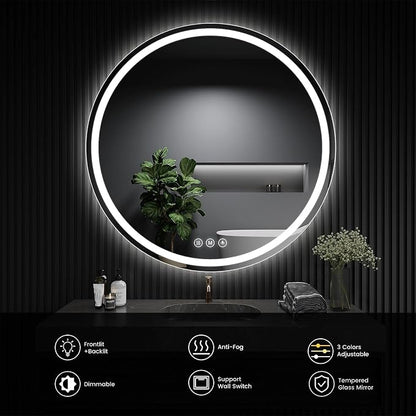 LED Bathroom Mirror 30 Inch Round Bathroom Mirror - Image 6