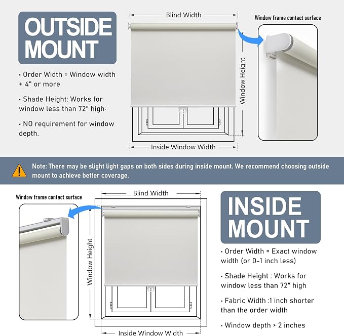 AOSKY Cordless Roller Shades Blackout Blinds - Image 5