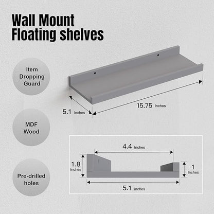 RICHER HOUSE Mounted Shelves for Wall Decor, Modern Picture Ledge Shelf - Image 3