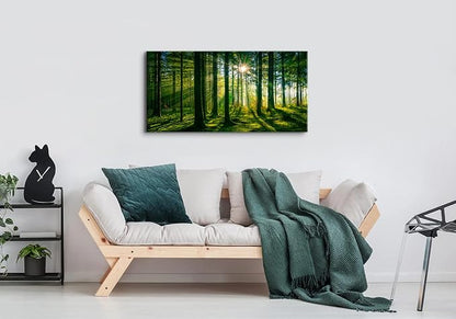 Forest Canvas Wall Art Green Mountain Wall Decor Tree Forest Landscape Prints - Image 5