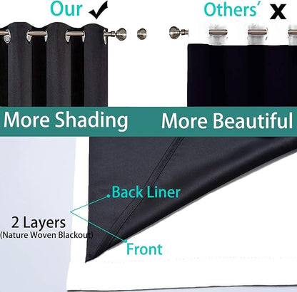 Yakamok 100% Blackout Curtains 96 Inches Long, 2 Thick Layers Heat and Full - Image 5