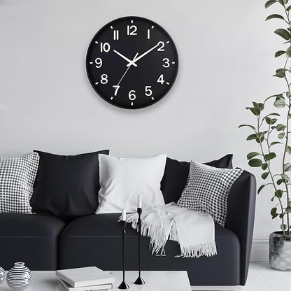 HZDHCLH Black Wall Clocks Battery Operated 12 inch Silent Non Ticking Modern - Image 2