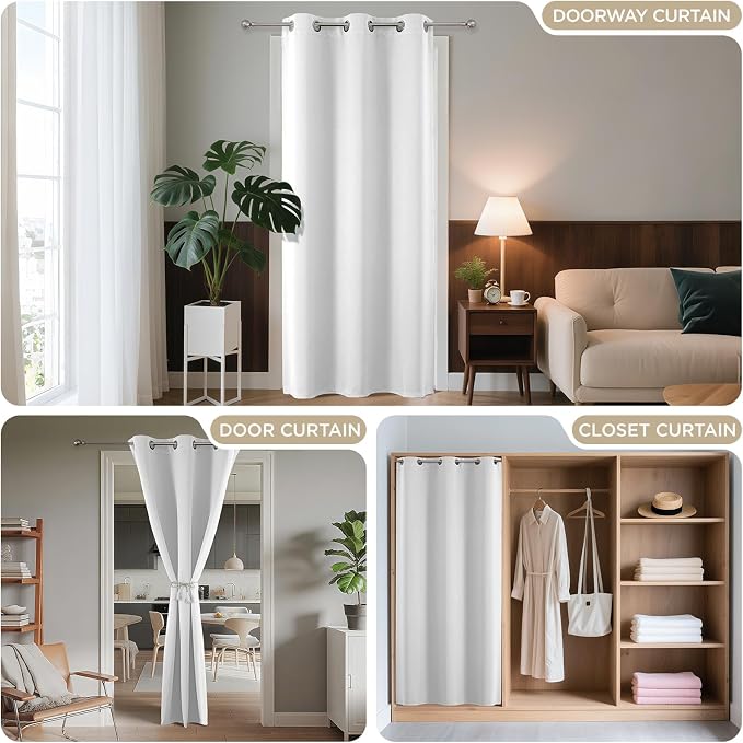 Joydeco Blackout Door Curtain for Doorway Privacy 96 Inches Long, Grommet - Image 4