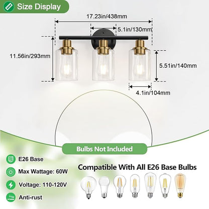 Zarbitta 3-Light Bathroom Light Fixtures, Modern Vanity Light - Image 7