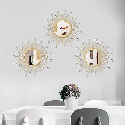 3 Pack Metal Mirrors for Wall Sunburst Wall Mirrors Home Décor Decorative - Image 5