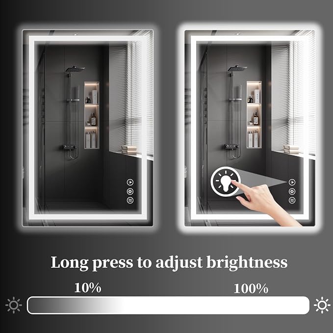 Koonmi 40"x30" LED Mirror for Bathroom, 90CRI Anti-Fog Vanity Mirror - Image 6