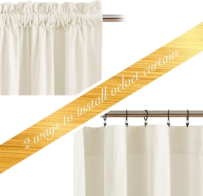 NICETOWN Ivory White Velvet Curtains Panel 72 inch Long 42 inch Wide, Luxury - Image 3