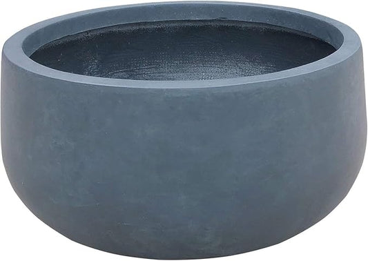 Kante 19.6" Dia Round Concrete Planter, Cement Plant Pots with Drainage Hole and Rubber Plug for Outdoor Indoor Garden Home, Modern Curvaceous Design, Charcoal