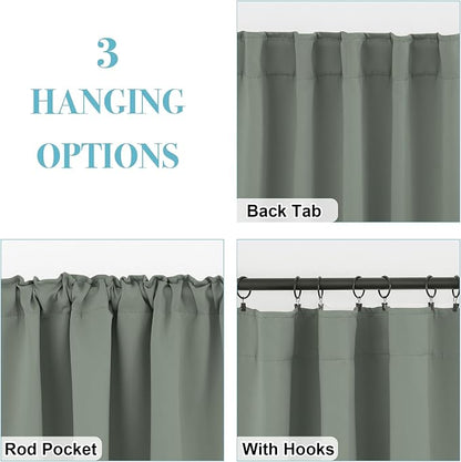 RYB HOME Sage Green Curtains for Bedroom Living Room, Vertical Privacy UV - Image 6
