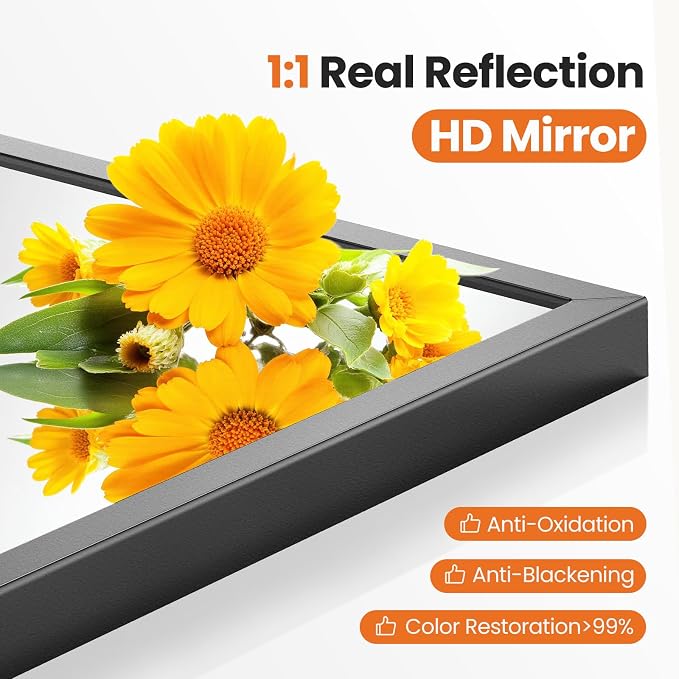 Sweetcrispy 24"x36" Arch Black Bathroom Wall Mirror, Metal Frame Vanity Mirror - Image 3