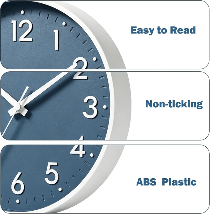 Mosewa Wall Clock 12 Inch, Battery Operated Silent Non-Ticking Modern Analog - Image 7