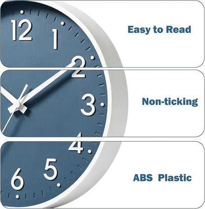 Mosewa Wall Clock 12 Inch, Battery Operated Silent Non-Ticking Modern Analog - Image 7