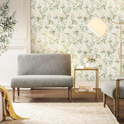Simon&Siff Vintage Wallpaper Peel and Stick Beige Floral Contact Paper by SimonSiff