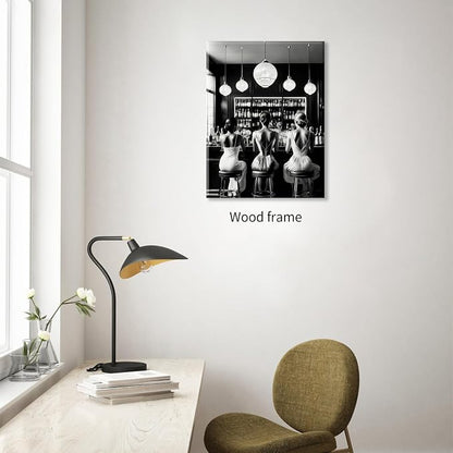 Vintage Black and White Framed Wall Art Trendy Women Drink Cocktail Posters - Image 4
