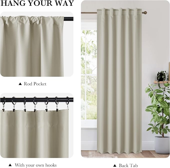 RYB HOME 100% Blackout Short Curtains - Image 2