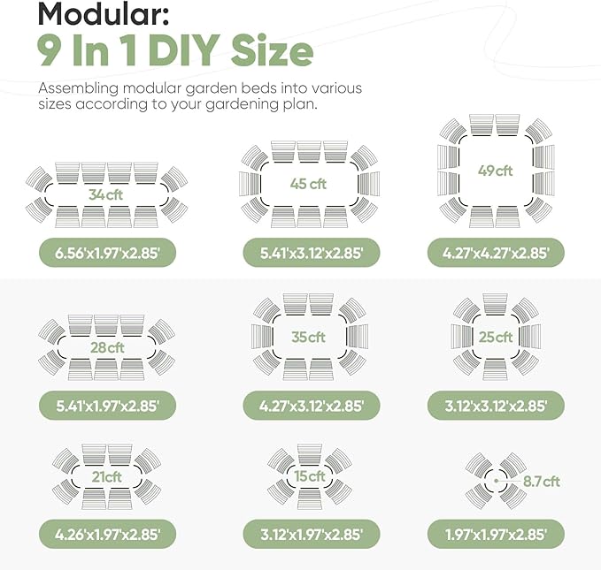 KING BIRD Raised Garden Bed 2.85 ft Tall 9 in 1 Galvanized Planter Garden Box Outdoor for Gardening, Deep Root Vegetables, Flowers 6.6x1.96x2.85 ft, Dark Grey