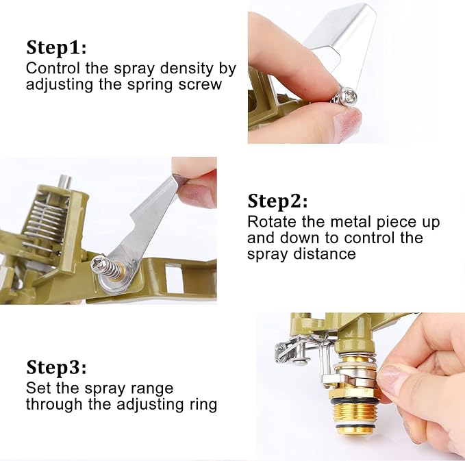 2 Pieces 1/2 Inch Brass Impact Sprinkler, Heavy Duty Sprinkler Head with Nozzles, Adjustable 0-360 Degrees Watering Sprinklers for Yard, Lawn and Grass Irrigation