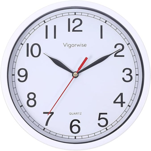 Wall Clock, 8 Inch Silent Sweep Movement Accurate Small Clocks Kitchen/Living by Vigorwise
