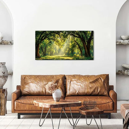 Forest Wall Art for Living Room Nature Green Forest Landscape Canvas Pictures - Image 3