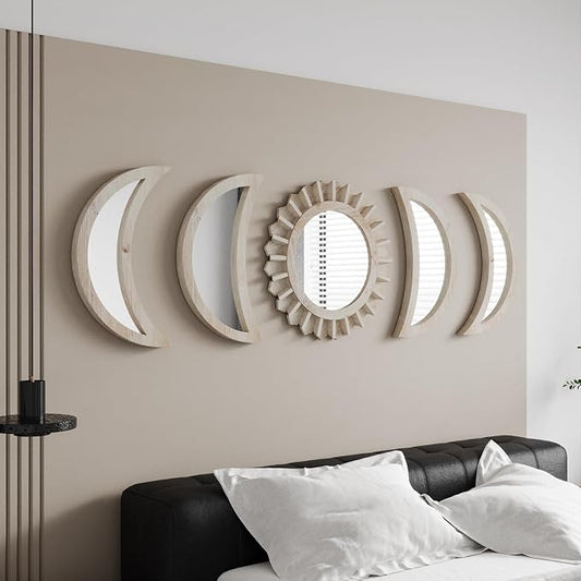 WAKOSAN Wall Mirror, Moon Phase Mirror Set, Wall Decor by WAKOSAN