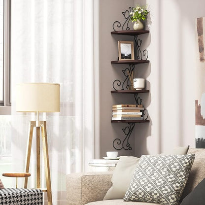 Alsonerbay Corner Shelf Wall Mount, 4 Tier Floating Shelves - Image 5