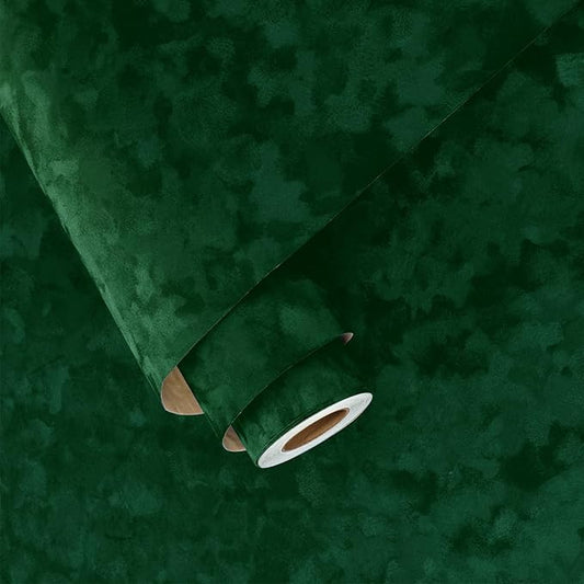 Wallercity Emerald Green Velvet Wallpaper Peel and Stick Felt Drawer Liner Self by Wallercity